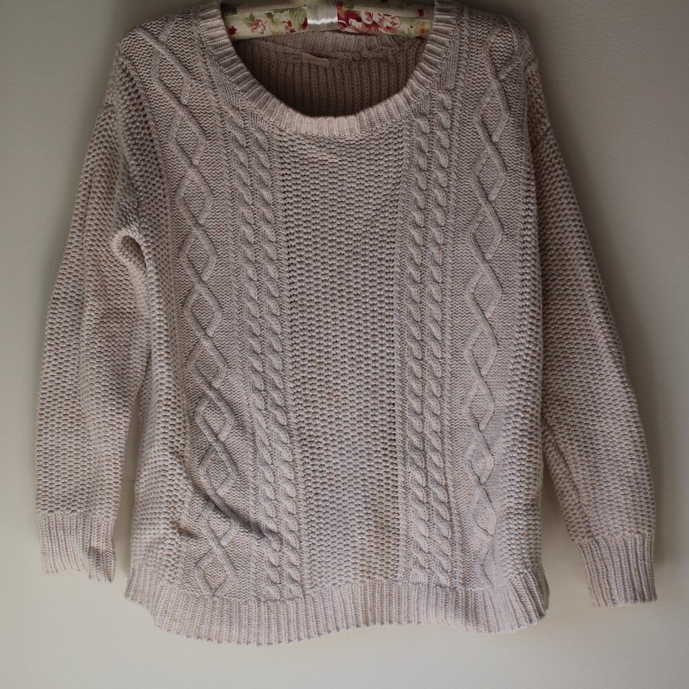 UO Cable Knit Elbow Patch Pullover Sweater